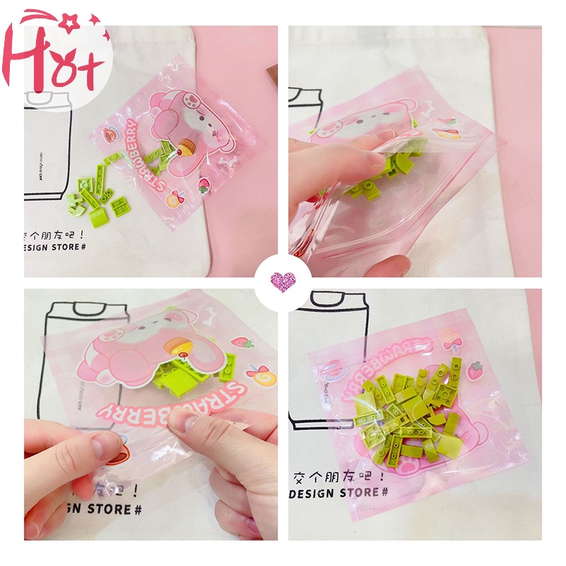 Set 10 Túi Zip Bằng Nhựa Họa Tiết Hoạt Hình Đựng Bánh Kẹo / Sô Cô La / Quà Tặng