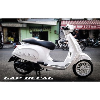 Tem rời lửa Justin BieBer cho Vespa Sprint / Primavera trắng - mẫu siêu hot 2023
