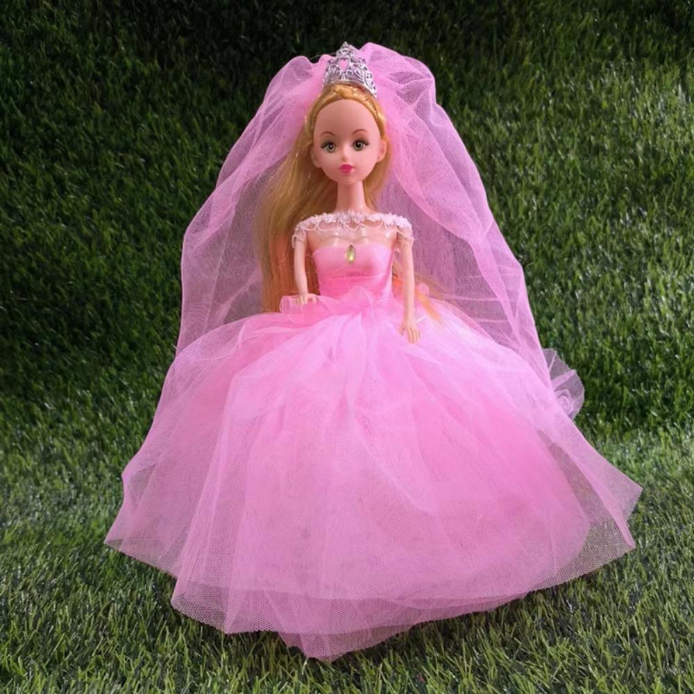 Dallas1 Đầm Cưới Cho Búp Bê bjd 30cm 30cm Bằng Nhựa Đính Kim Sa Ngôi Sao Màu Hồng