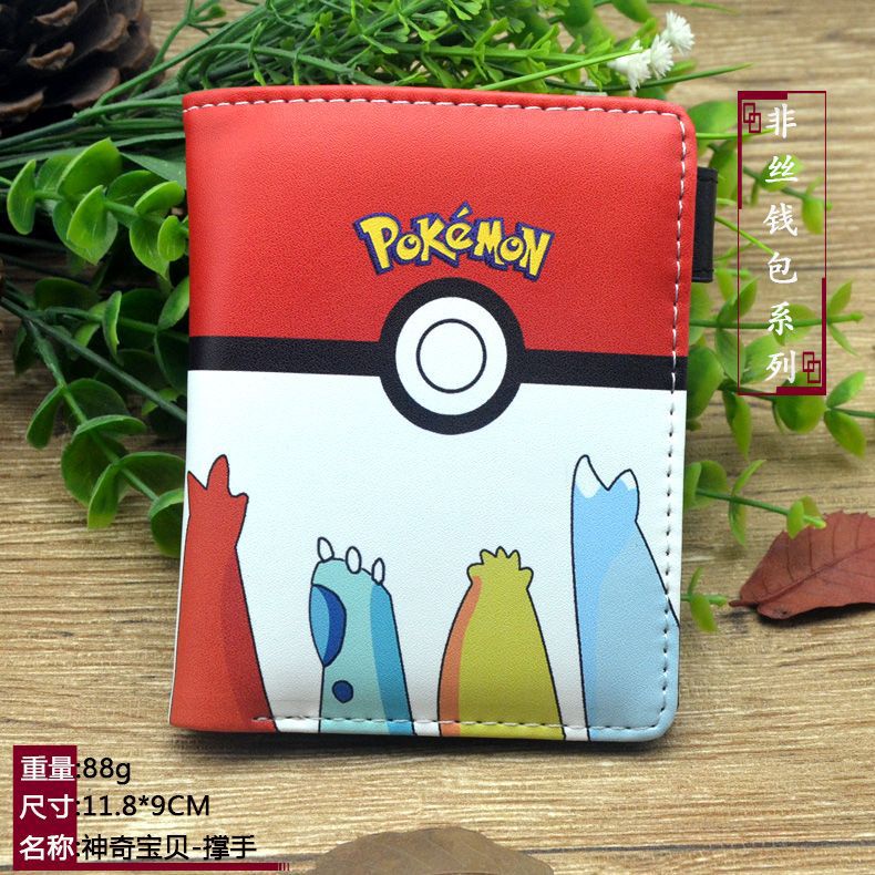 Ví Ngắn Da pu Có Khóa Kéo In Hình pokemon Dễ Thương