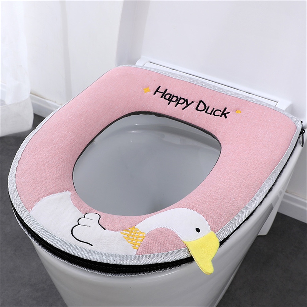 Thoải Mái Và Dễ Dàng Làm Sạch Đệm Bồn Cầu Bằng Vải Cotton Và Vải Lanh Mùa Hè Vỏ Dây Kéo Có Thể Giặt Được Vỏ Bồn Cầu Dễ Thương Đệm Bồn Cầu