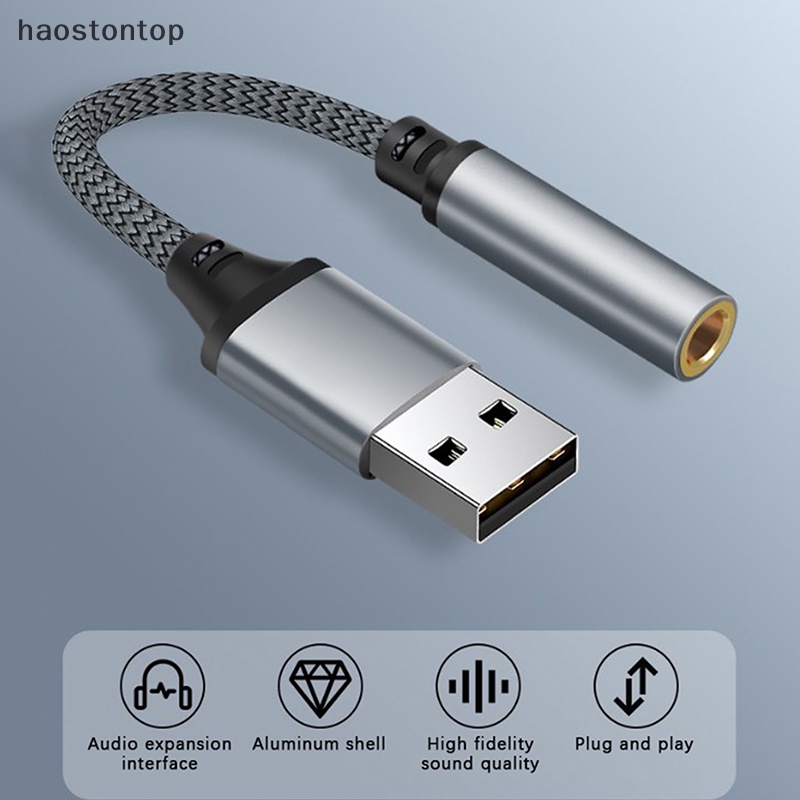 Cáp Chuyển Đổi Âm Thanh haostontop usb Giắc Cắm 3.5mm Chuyên Dụng Cho pc laptop