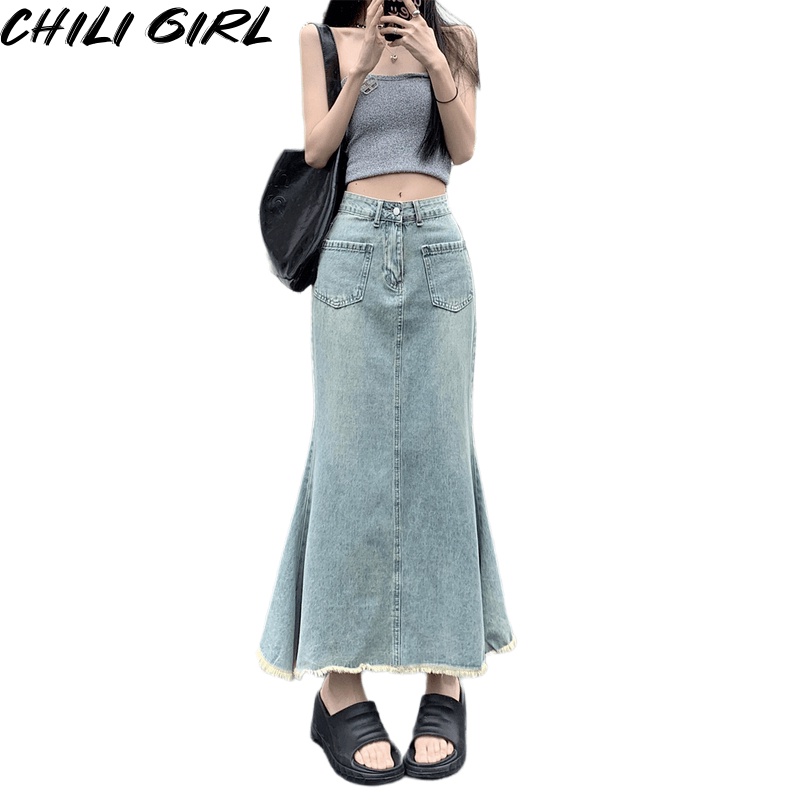 CHILI GIRL váy Chân váy thời trang váy nữ Minimalist Hàn Phong Vintage Casual WSQ23000V9 41Z231012