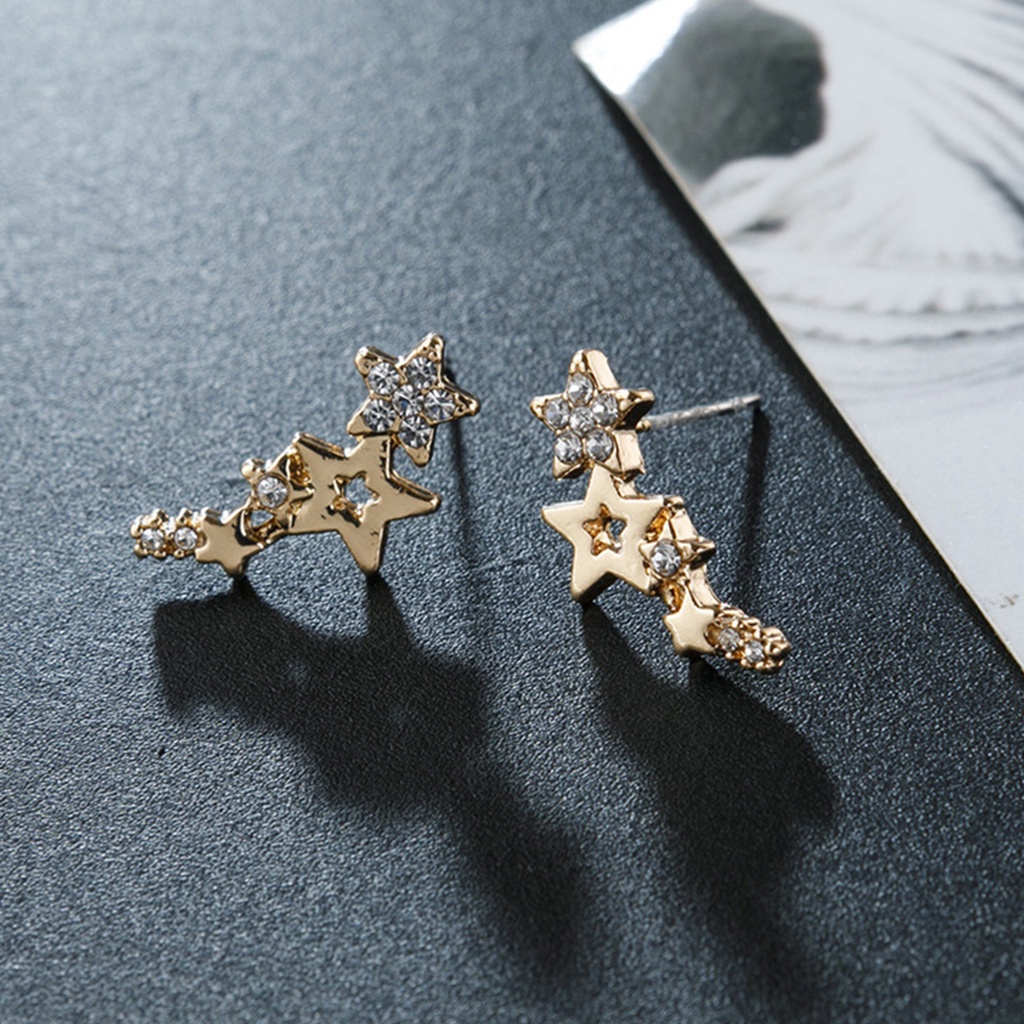 1 Đôi Bông Tai Đính Đá zircon Trắng / Vàng / Bạc Đơn Giản