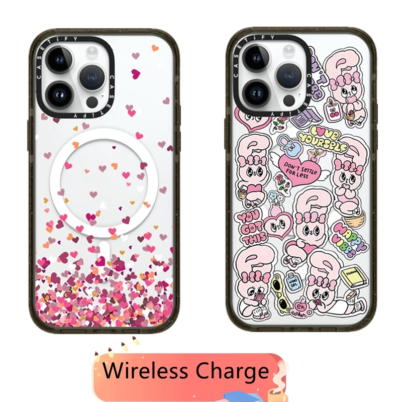 Ốp Điện Thoại Nhựa pc Cứng In Hình Thỏ Trái Tim CASETIFY Cho iphone 15 14 15pro 11 12 13 pro max