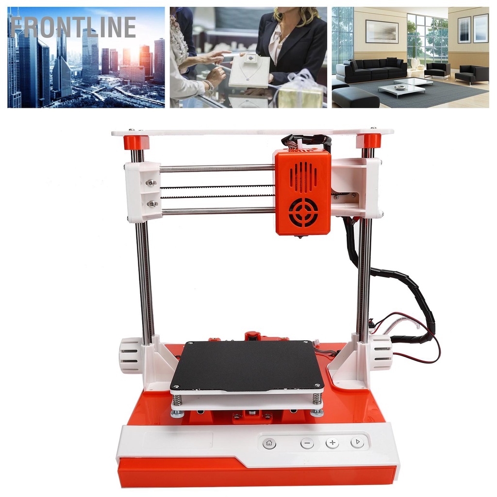 Frontline Bộ máy in 3D mini Máy tính để bàn DIY với thẻ TF 4G dành cho trẻ em Trẻ Học sinh Người mới bắt đầu 110‑240V