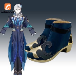 Genshin Giày Bốt Hóa Trang neuvillette Màu Xanh Dương Đậm Cho Nam