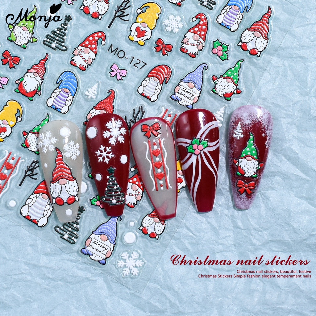 Miếng Dán Móng Tay 3d Hình Ông Già Noel Dễ Thương