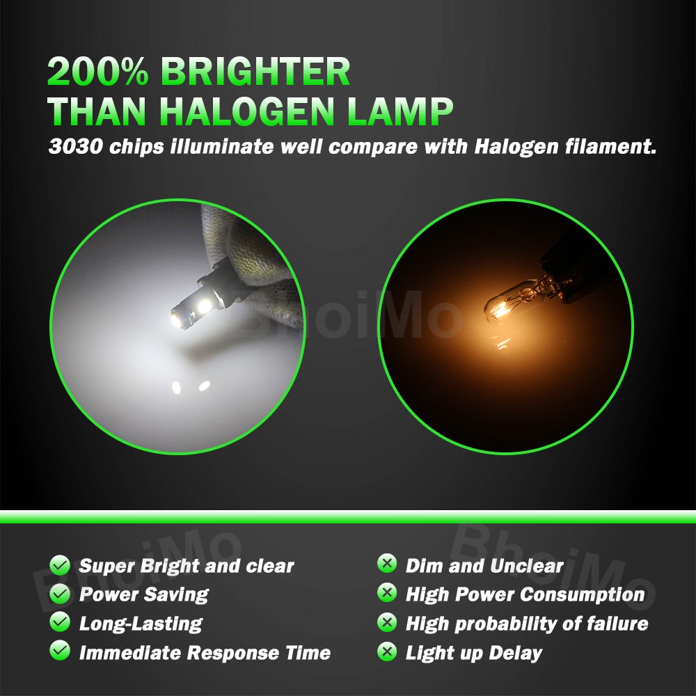 Bhoimo Bóng Đèn led t5 w3w 3smd 3030 led 73 74 Cảnh Báo Góc Quay Bản Đồ Xe Hơi dc12v