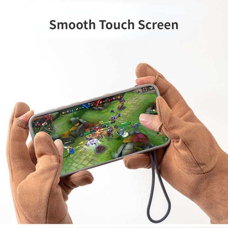 Găng Tay Da Cừu Giữ Ấm Mùa Đông Có Thể Chạm Màn Hình Cảm Ứng Dễ Thương Dành Cho Nữ