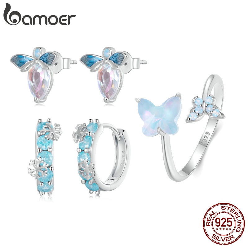Bamoer Bông Tai Bạc sterling 925 Hình Ong / Hoa / Bướm Xinh Xắn Thời Trang Mùa Đông Cho Nữ