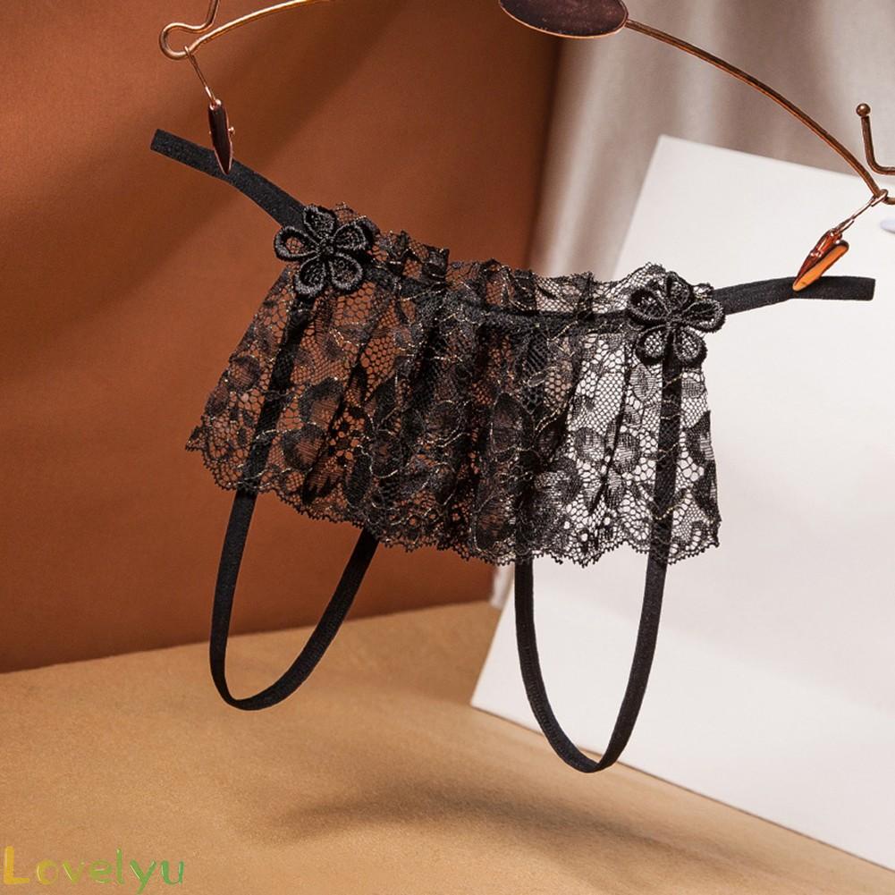 ⭐NEW ⭐Seductive Lace Lingerie G String Briefs with Open Crotch Women's Underwear