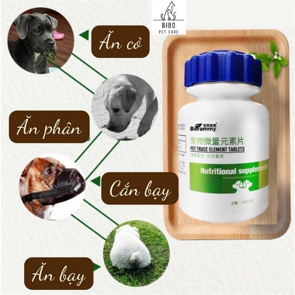 Vitamin cho chó mèo Borammy cung cấp canxi men tiêu hóa nguyên tố vi lượng thải độc gan thận dưỡng lông bóng mượt