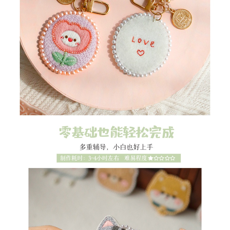 Móc Khóa Đính Hạt Thêu Hình Thỏ Dễ Thương Dùng Làm Đồ Thủ Công diy