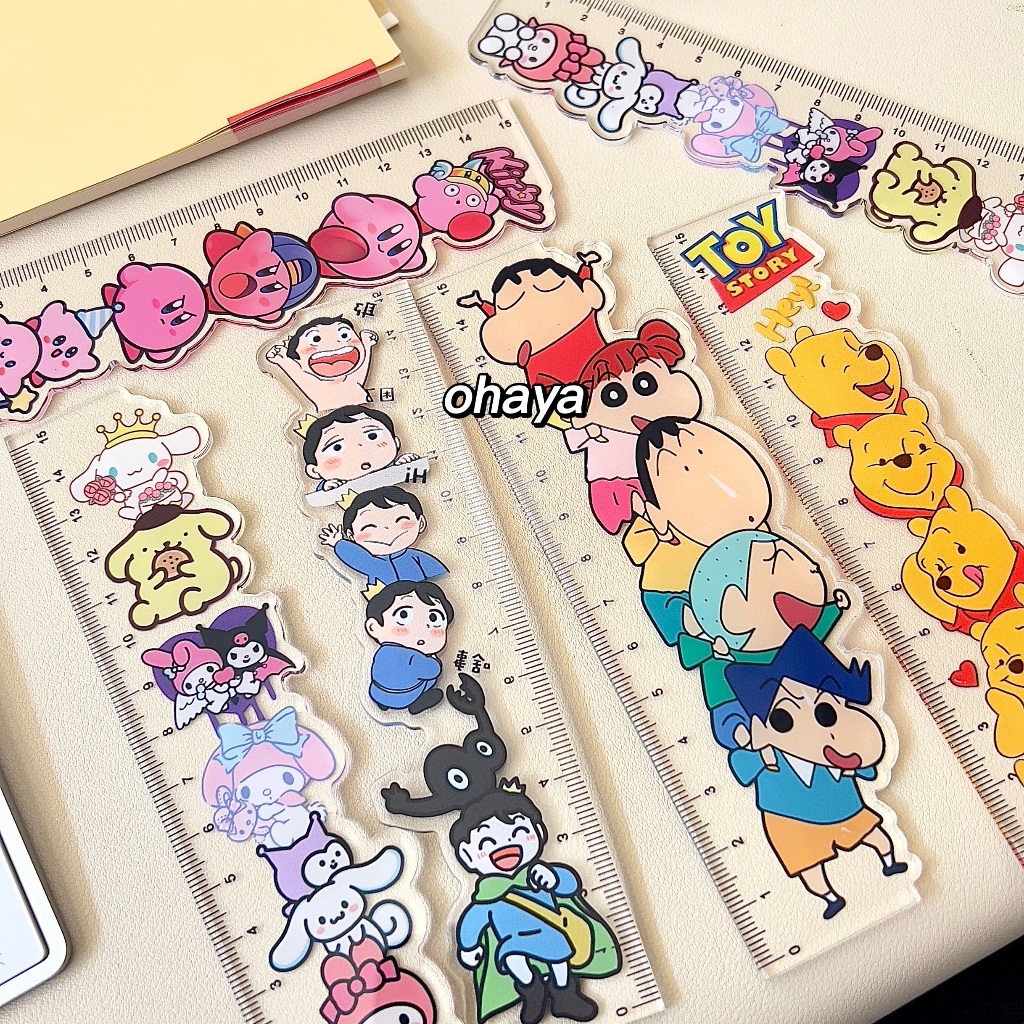 SANRIO Thước Đo Ohaya 15cm Họa Tiết Hoạt Hình Cậu Bé Bút Chì Shin-chan Dành Cho Học Sinh