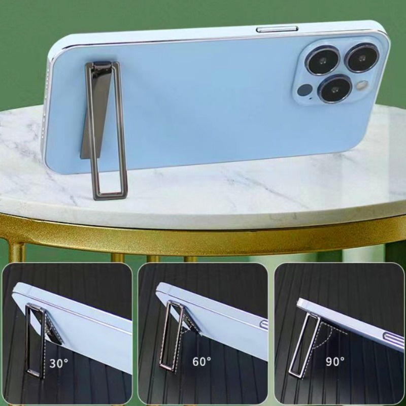 Giá Đỡ Điện Thoại / Nhẫn Đeo Ngón Tay Tự Dính Hình Chữ Nhật Bằng Kim Loại Vô Hình