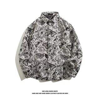Bướm Dài Tay Áo Sơ Mi Retro Hoa Áo Sơ Mi Nam Nữ Thường Ngày Thu Đông Mỏng Áo Khoác Ngoài ins Đề Nghị Hợp Thời Trang Áo Sơ Mi Dài Tay Nam Xuân Thu Rời Dạo Phố Thường Ngày Phong Cách Hồng Kông Áo Sơ Mi Đẹp Trai Áo Khoác Ngoài