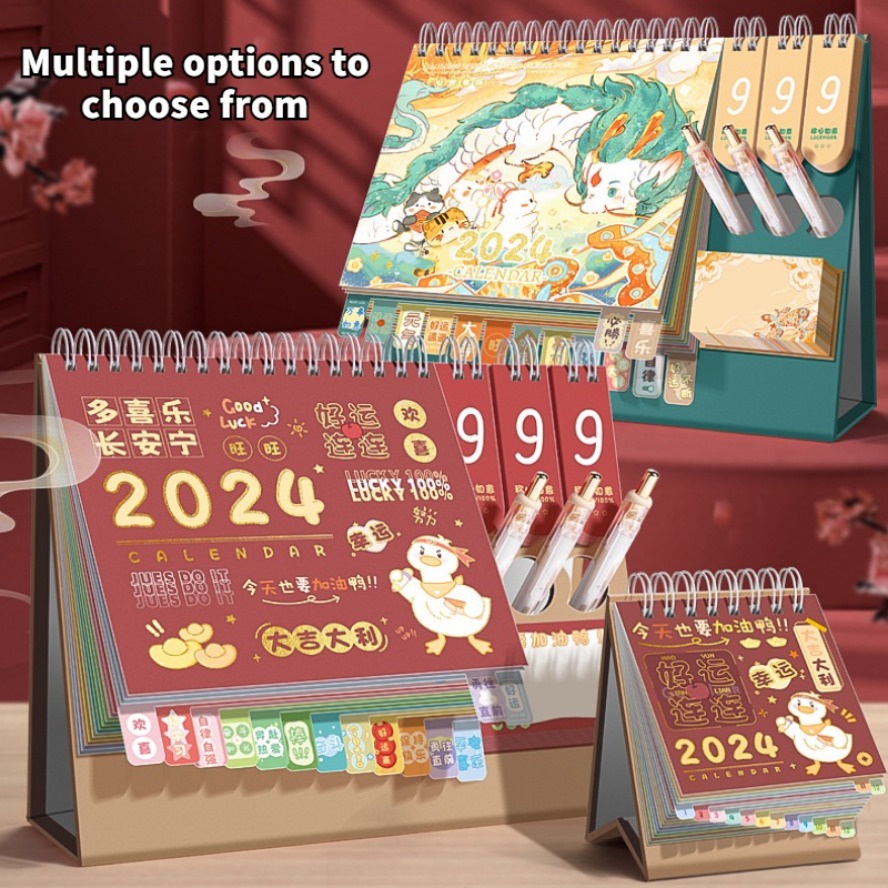 Lịch Để Bàn 3 Trong 1 Phong Cách Trung Hoa Mới 2024