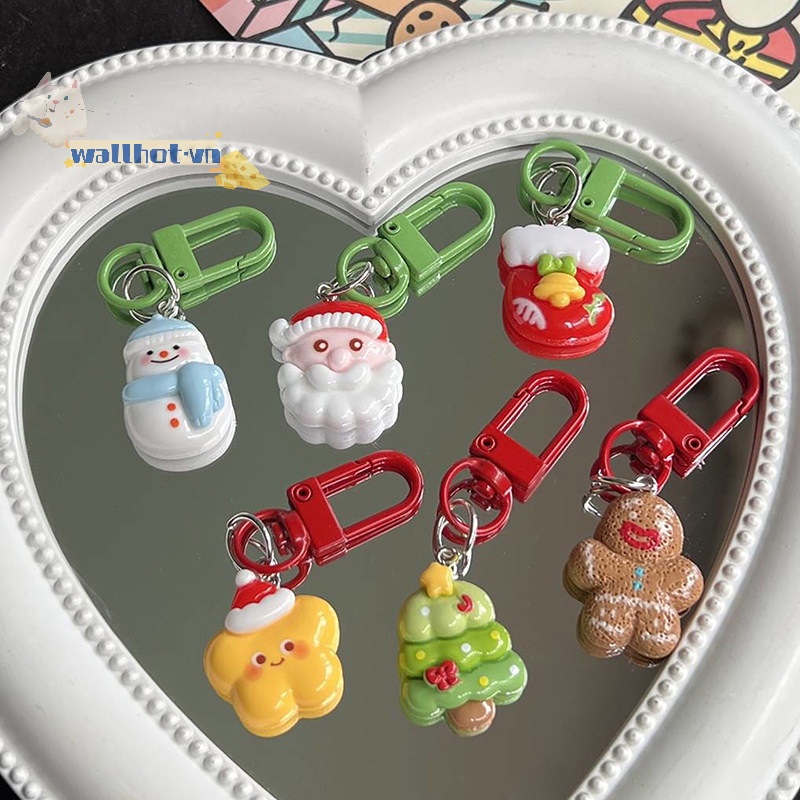 Wallhot > Móc Khóa Hình Búp Bê Gừng / Ông Già Noel / Cây Thông / Vớ Trang Trí Túi Xách