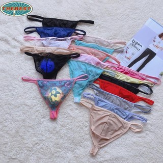 Breathable Lace Mesh Sheer Bulge Pouch G String Briefs Thongs Underpants for Men