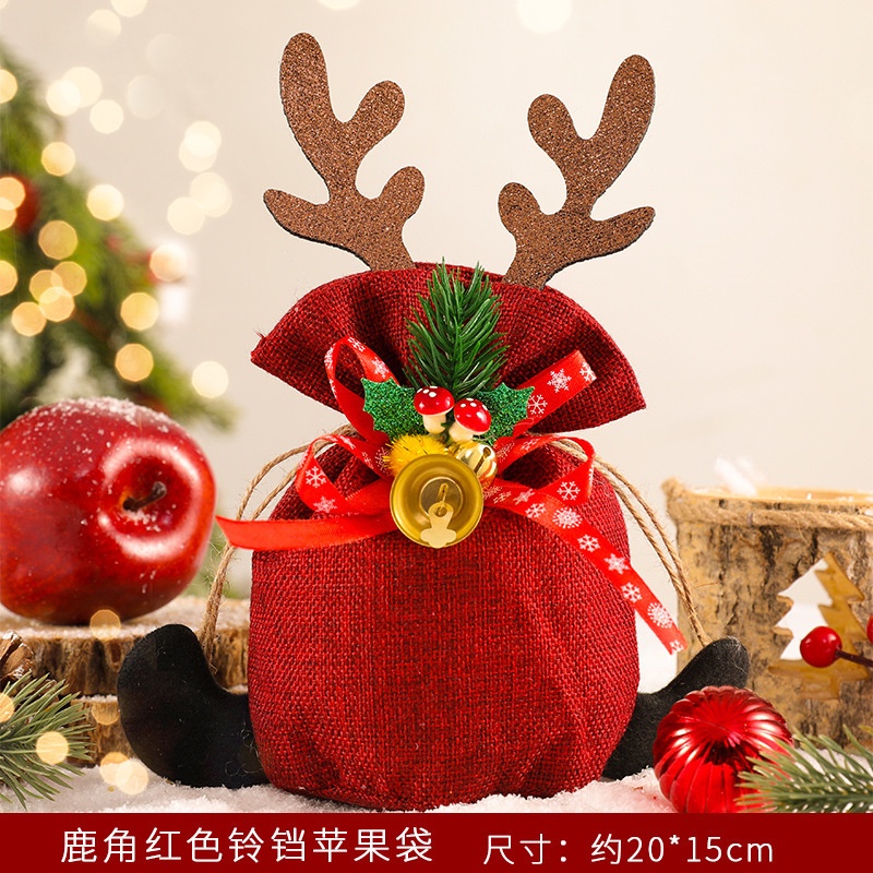 Túi Đựng Quà Giáng Sinh Màu Kẹo Nhỏ Hình Quả Táo Trang Trí Quà Tặng Cho Trẻ Em
