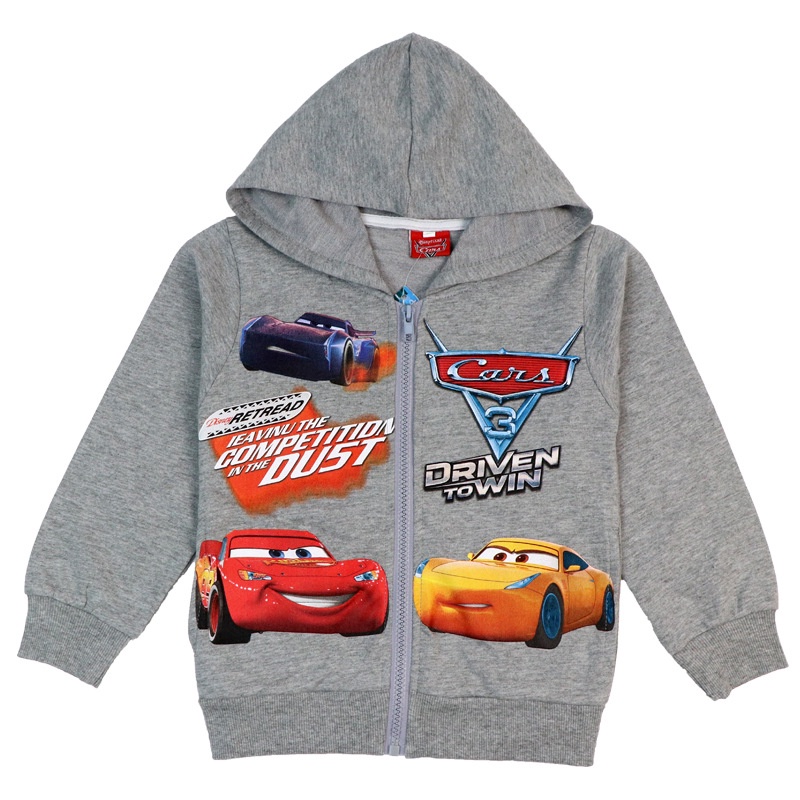 Hoạt Hình Áo Khoác Hoodie Có Khóa Kéo In Hình Xe Hơi Dễ Thương Cho Bé Trai