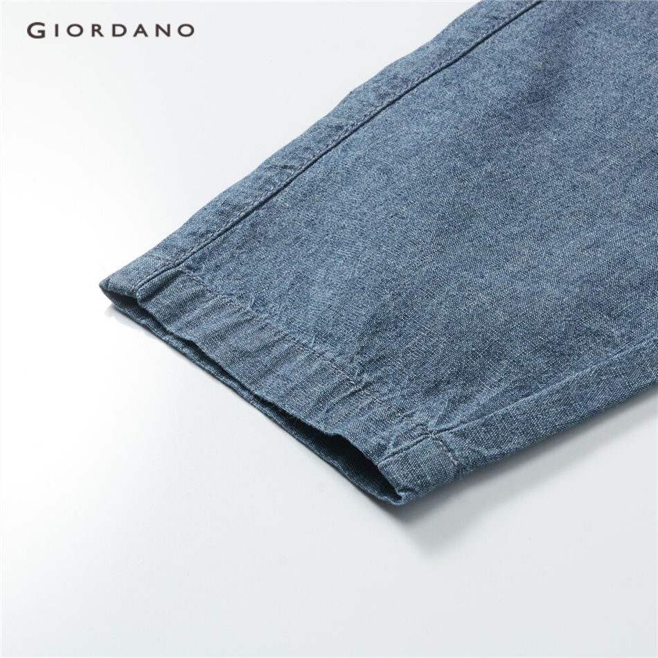 Quần Jean Giordano 05422308 bằng cotton mềm mại dài 9 tấc cạp chun thoải mái cho nữ