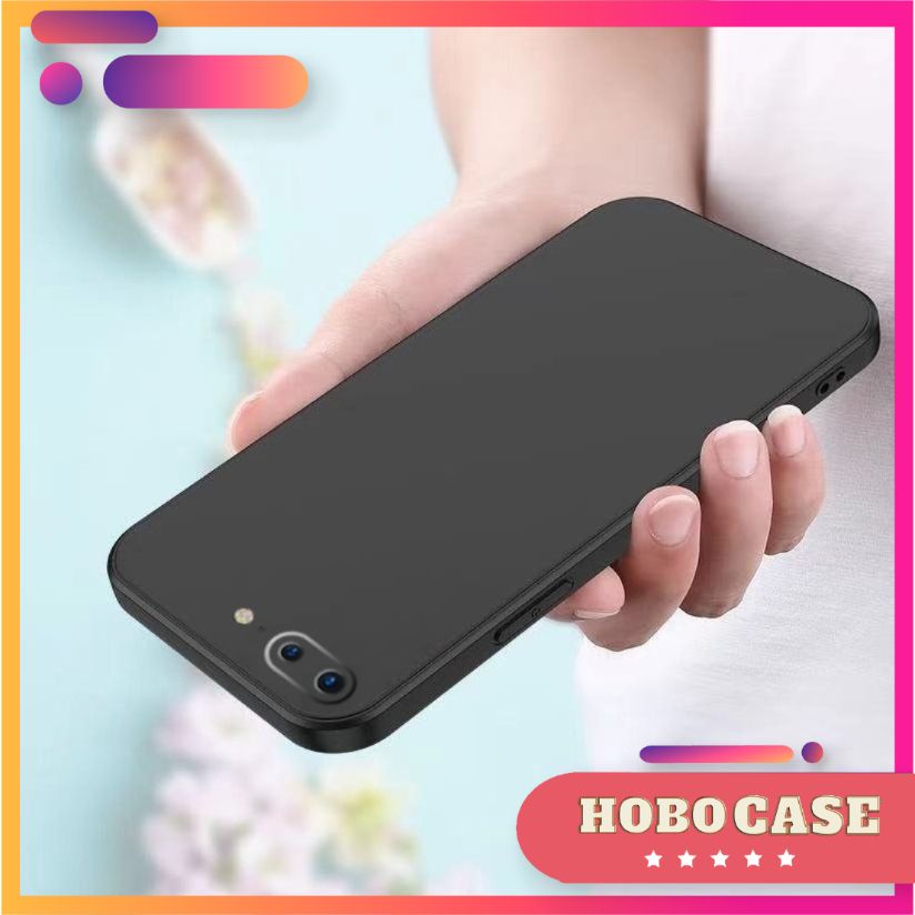 Ốp lưng Iphone 7, 8, 7 PLUS, 8 PLUS cạnh viền vuông, có bảo vệ camera Đen Ốp Trơn