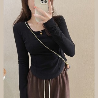 Áo thun nữ dài tay cổ tròn thời trang hàn