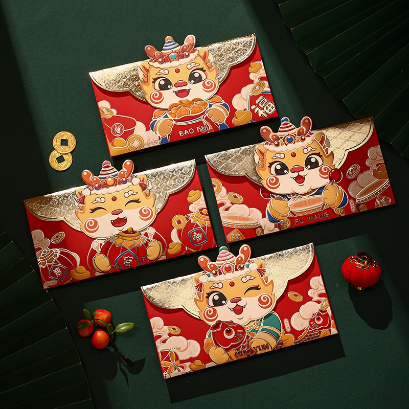 Set 6 Bao Lì Xì Năm Mới 2024 Họa Tiết Hoạt Hình Xinh Xắn