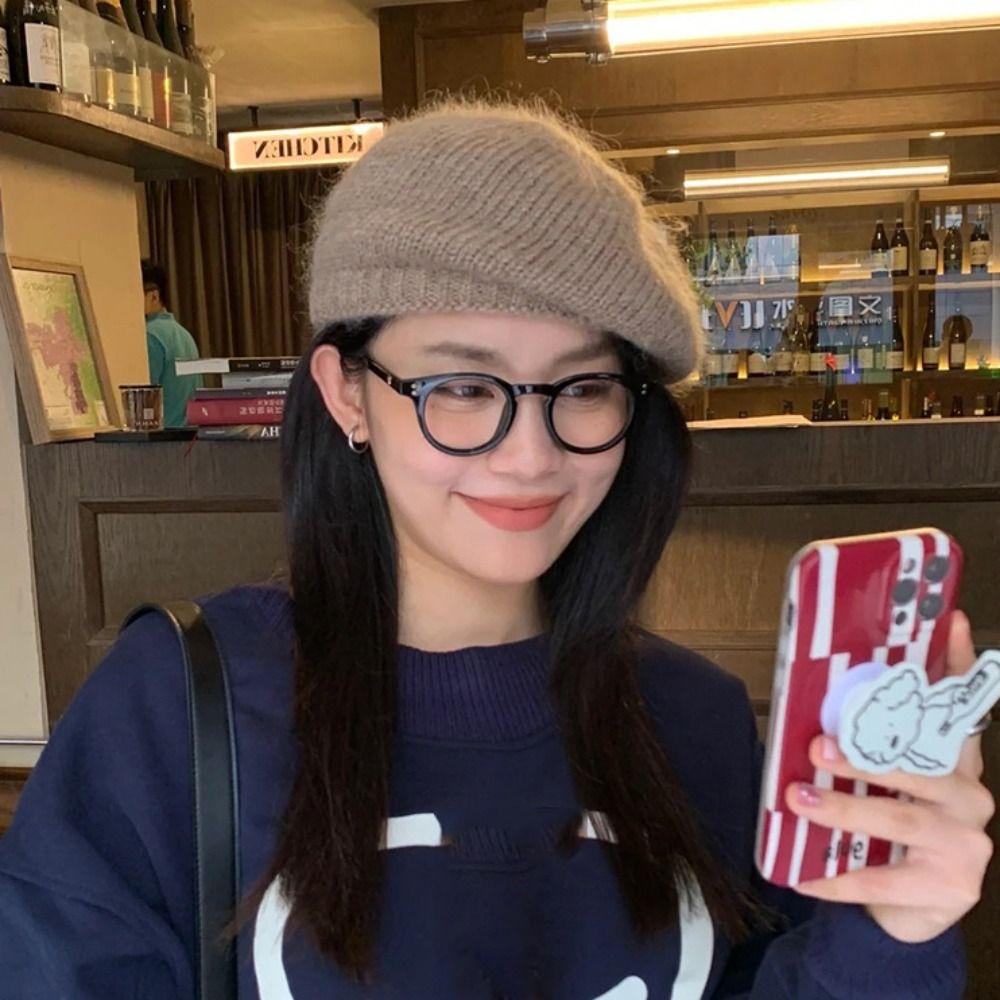 Lacyes Mũ beret Len Dệt Kim Màu Trơn Phong Cách Thời Trang harajuku retro