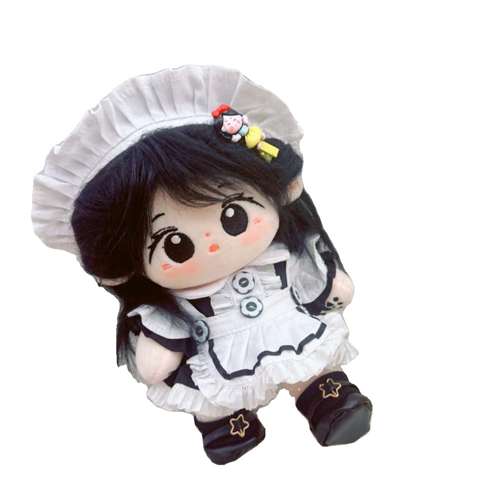 Búp Bê Mặc Váy Hầu Gái Nút Áo Điện Từ 20cm Dễ Thương