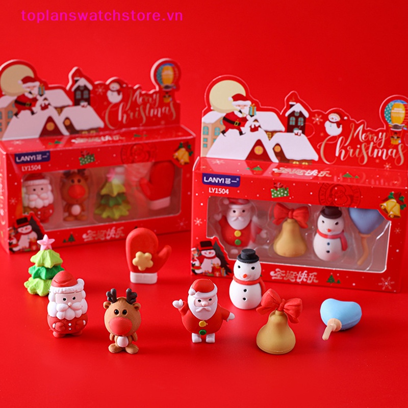 Set 4 / 5 / 8 Cục Tẩy Hình Ông Già Noel / Người Tuyết / Găng Tay 3d Dễ Thương Sáng Tạo Thích Hợp Làm Quà Tặng Văn Phòng / Trường Học vn