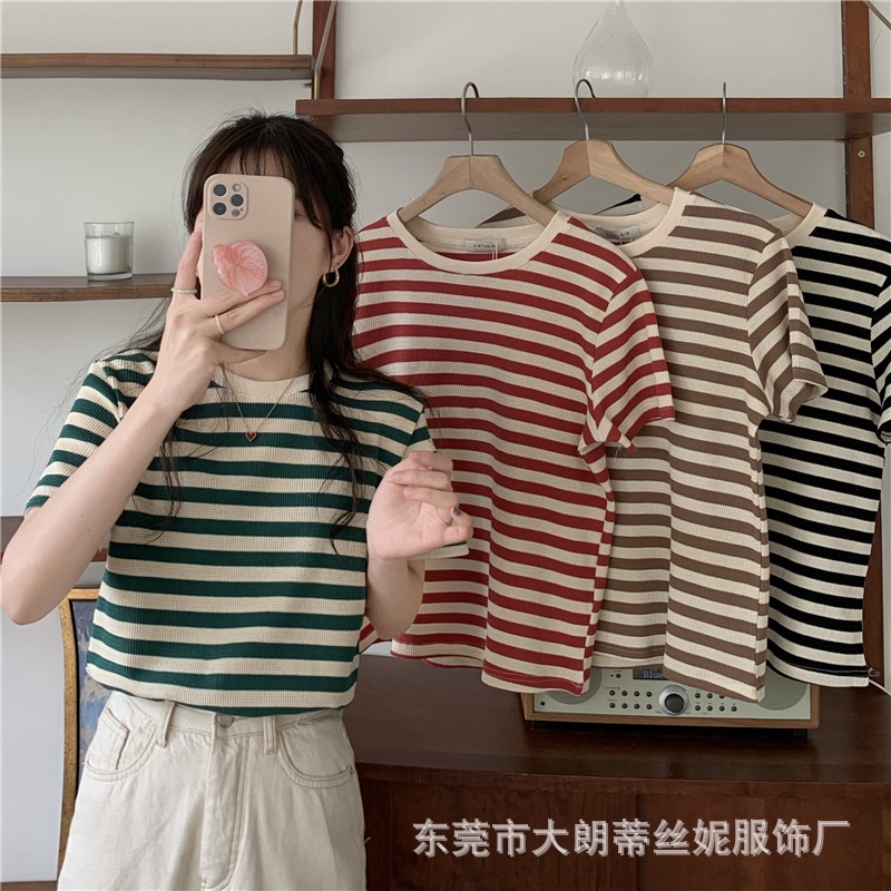 Áo phông sọc xanh trắng - Phong cách Librairie Alala Fashion