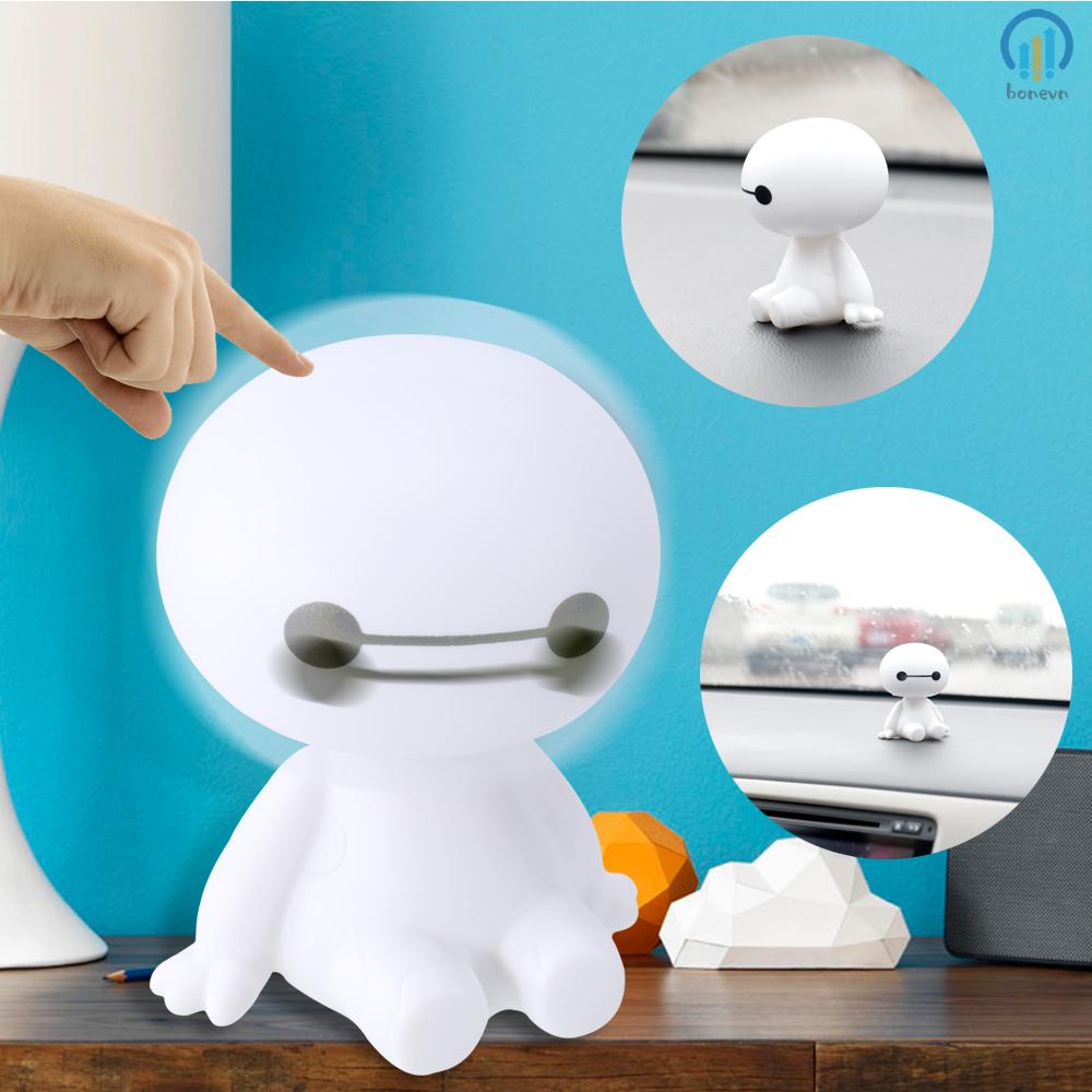 Cartoon Plastic Auto Decor Accessories Cute Baymax Robot Shaking Head Doll for Car Interior Decorations and Styling