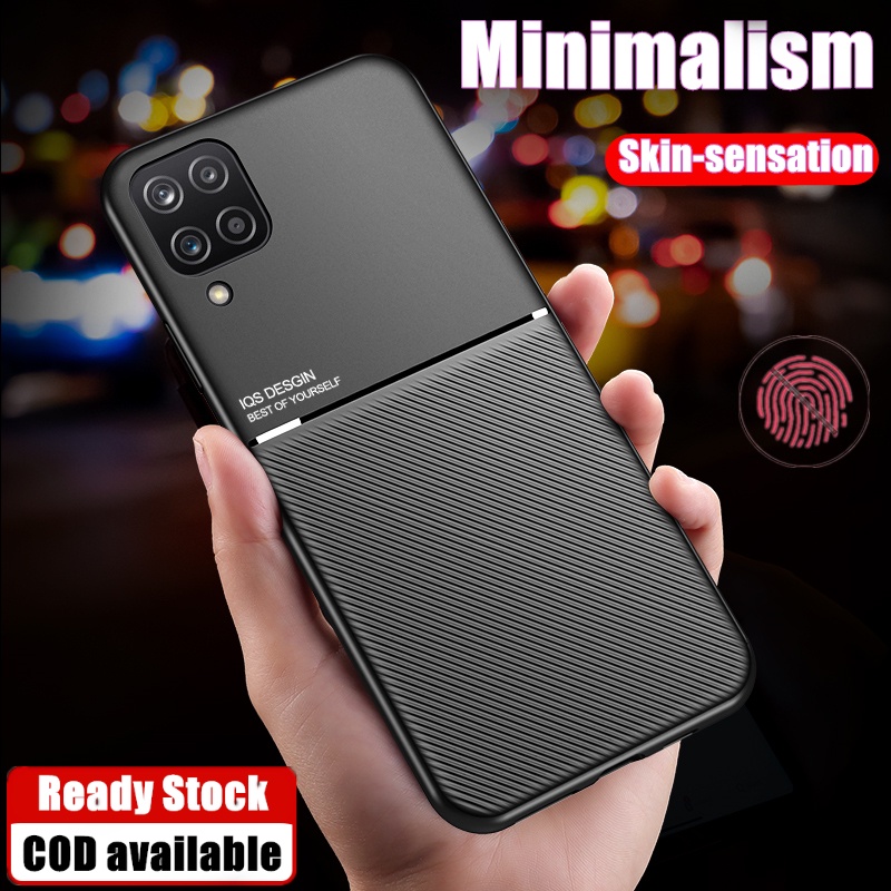 Dành Cho Samsung Galaxy Jump 2 6,6 inch SM-M336K Slim Fit Tối Giản Da Cảm Biến Da Veneering Case Với Tích Hợp Tấm Kim Loại Mặt Sau