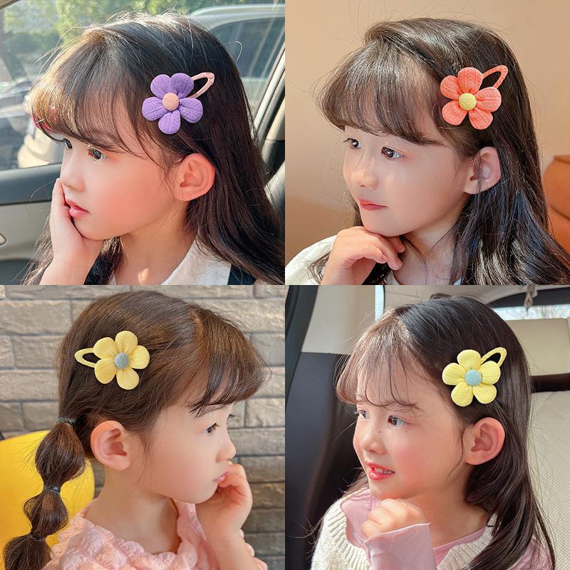 Set 2 Kẹp Tóc Hình Bông Hoa Màu Sắc Ngọt Ngào Phong Cách Hàn Quốc Cho Bé Gái