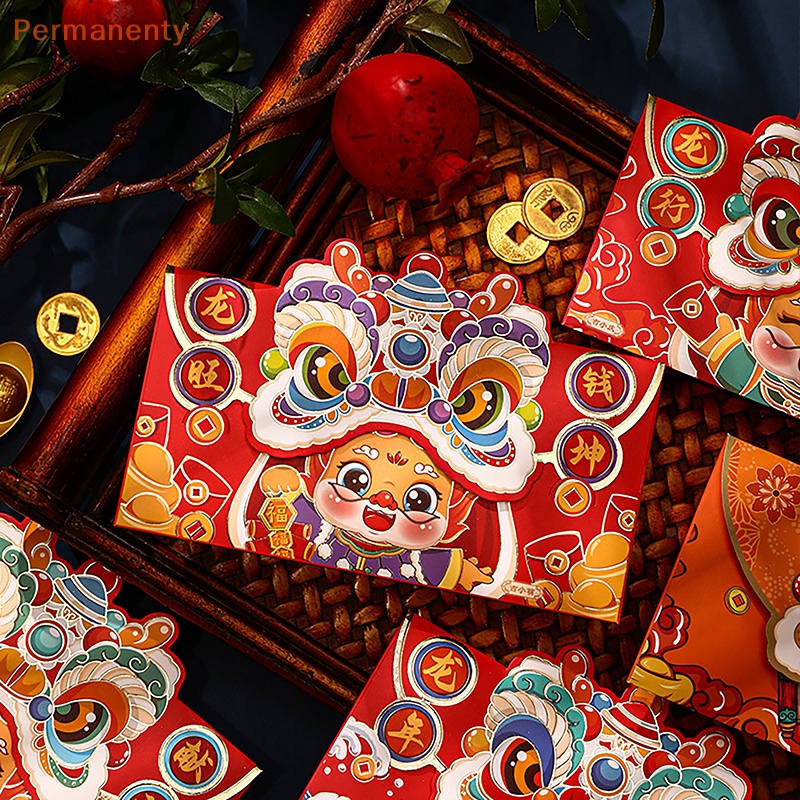 Set 4 Bao Lì Xì Đỏ Hình Rồng Trung Hoa May Mắn Cho Năm Mới 2024