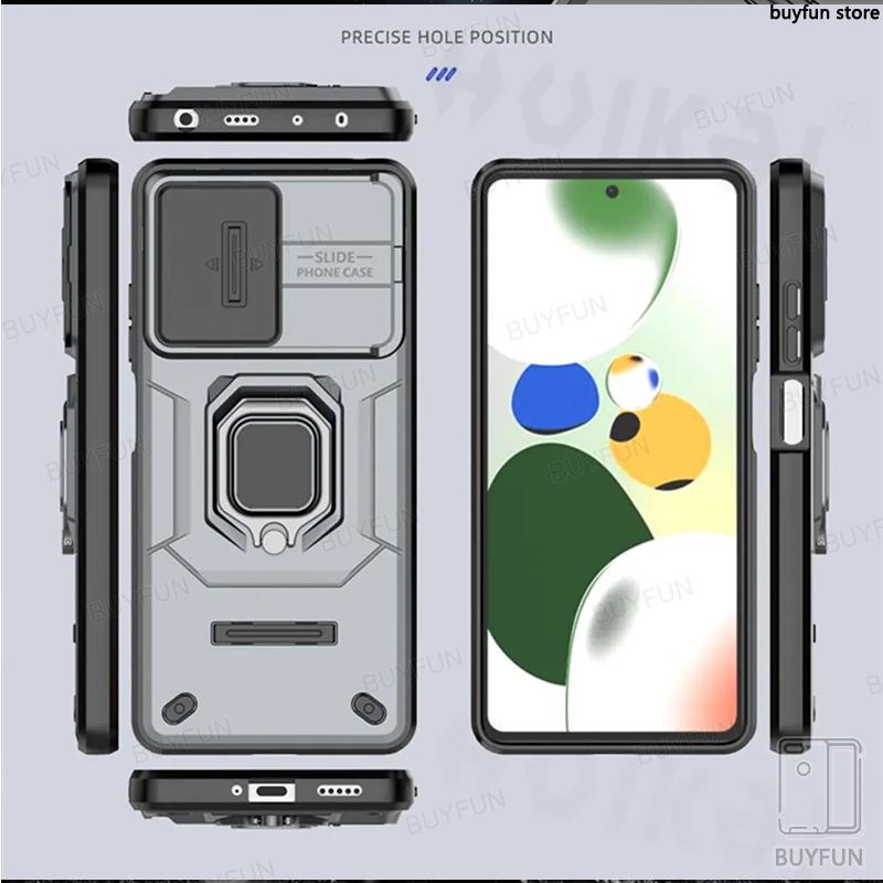 For Xiaomi Redmi Note 12 Turbo Note12 Pro Plus 12S 5G 4G Shockproof Phone Case Ring Armor Magnetic Holder Stand Camera Protection Lens Cover