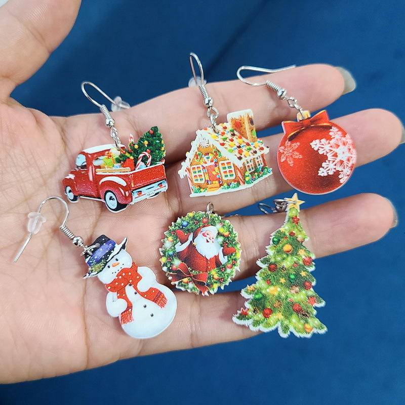 Bông Tai Hình Ông Già Noel / Xe Tải / Cây Thông / Người Tuyết Vui Nhộn