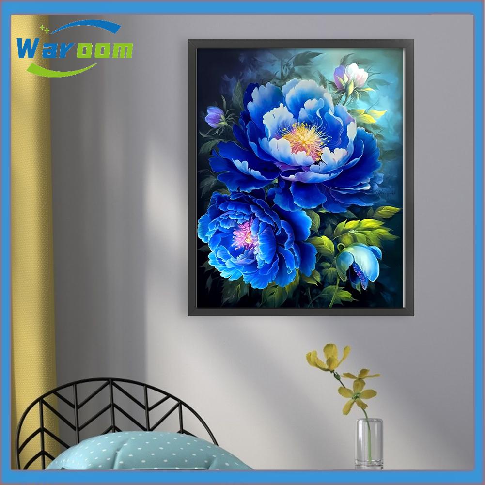 Bộ Tranh Thêu Chữ Thập 11ct waroom1.vn] Bằng cotton Hình Hoa Mẫu Đơn Xanh Dương