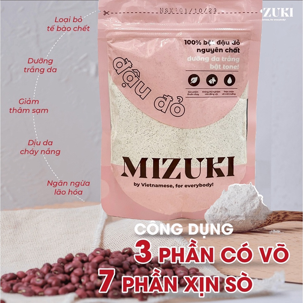 Bột Đậu Đỏ Mizuki Nguyên Chất, Ủ Trắng Sáng Da 100g