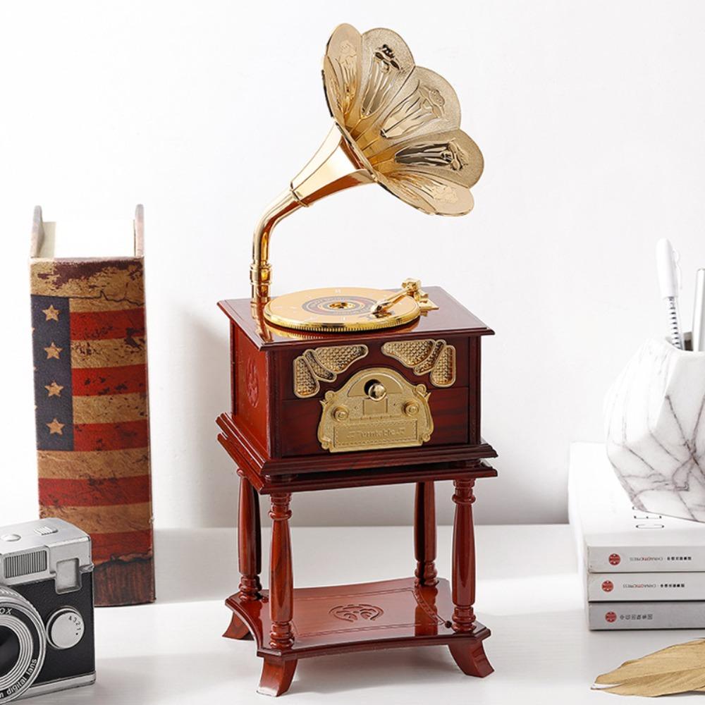 Mmluck gramophone Mô Hình Hộp Nhạc Hình Máy Hát Đĩa Than Cổ Điển Châu Âu