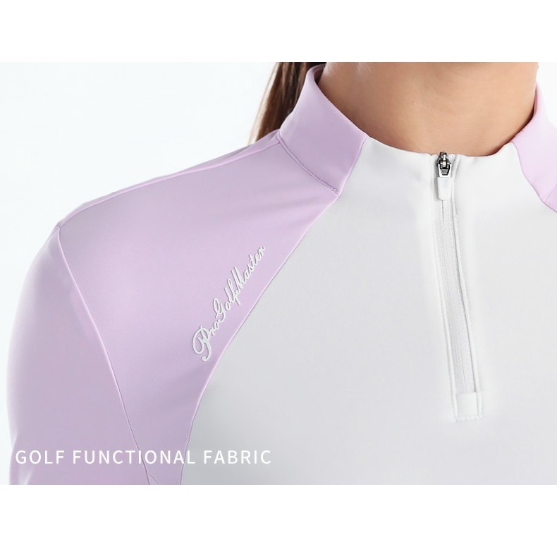 Pgm Áo Thun Thể Thao Đánh golf Tay Dài Phối Dây Kéo Cổ Mềm Co Giãn Dành Cho Nữ