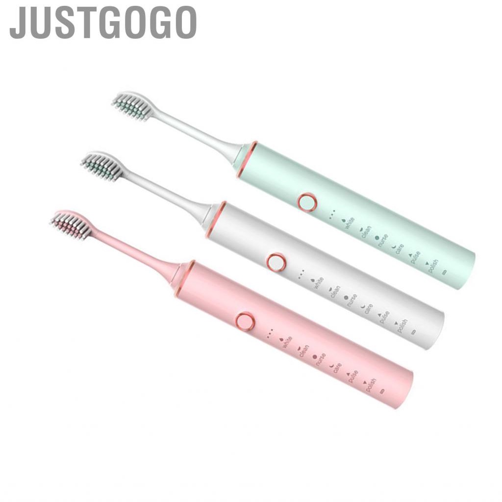 Justgogo Electric   USB Charging Sonic Highly Efficient Soft Bristle Reliable for Men