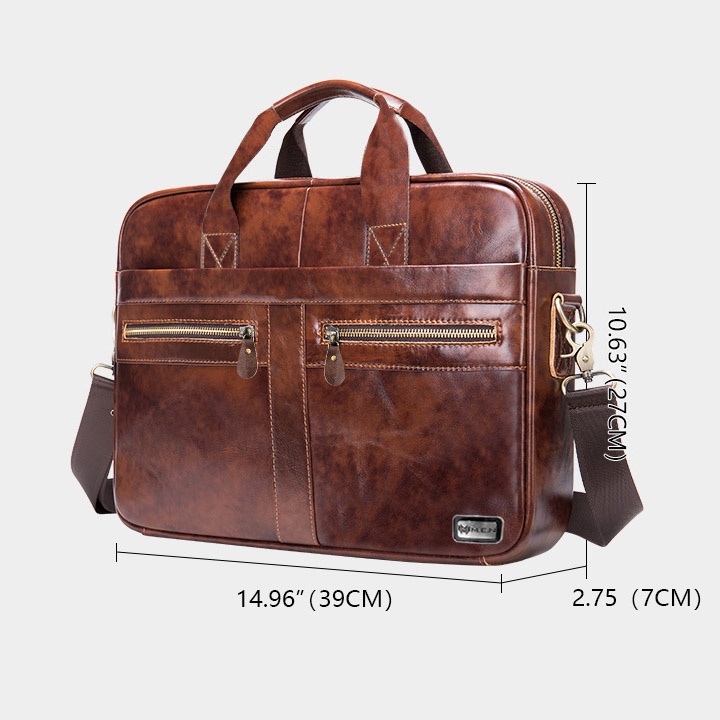 Túi da nam VĂN PHÒNG laptop 15 inch Men KDT01  Da WUAS phối da thật