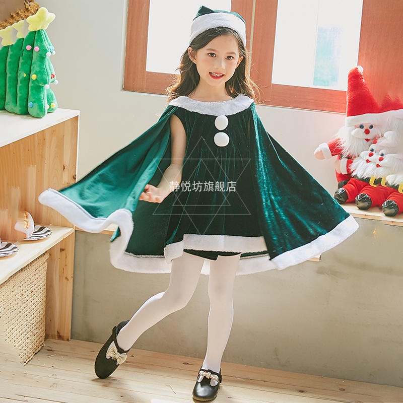 Trang Phục Hóa Trang Ông Già Noel Màu Đỏ / Xanh Lá Kèm Áo Choàng Cho Mẹ Và Bé