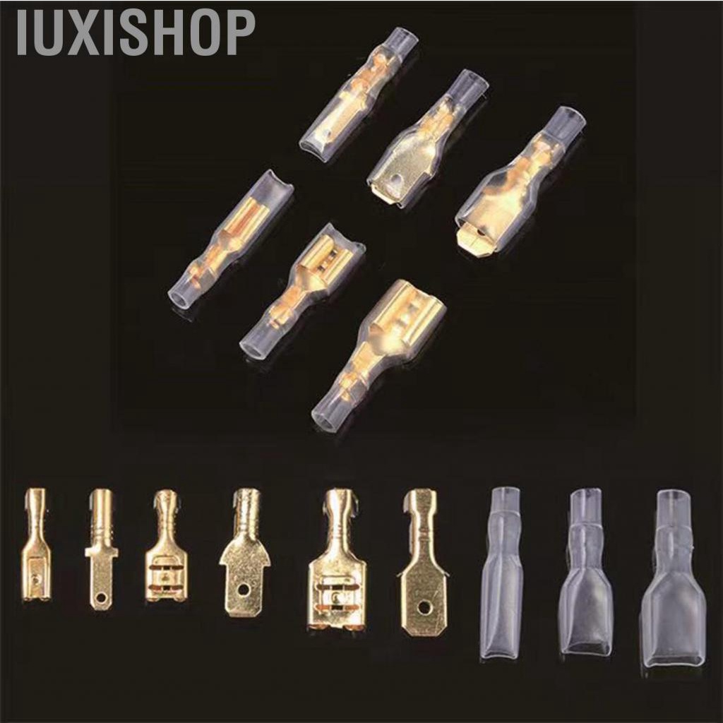 Iuxishop Yellow Crimp Terminal Block Set Transparent Protection Cover Male Female Docking Connector Kit 2.8 4.8 6.3