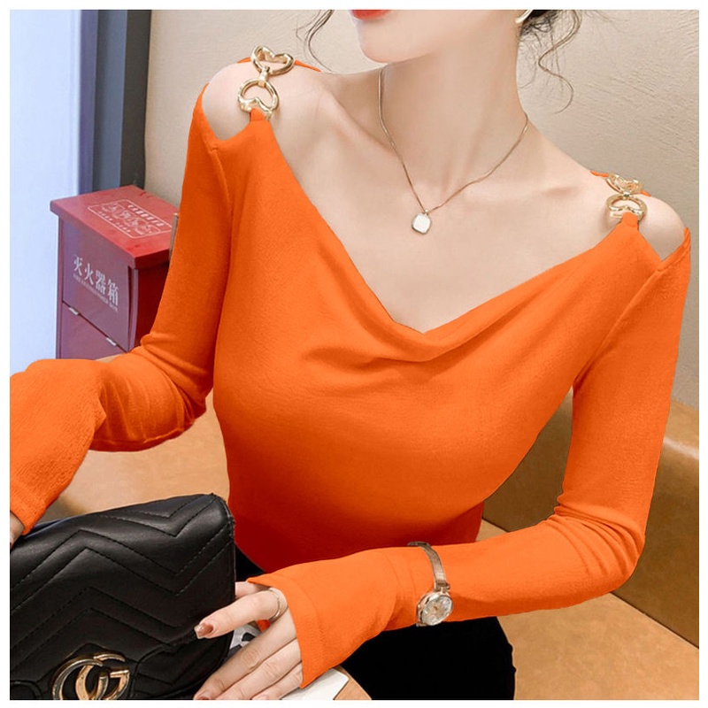 Áo Sơ Mi Cổ Chữ v Khoét Sâu Phong Cách Phương Tây Thời Trang Xuân Thu Mới Cho Nữ