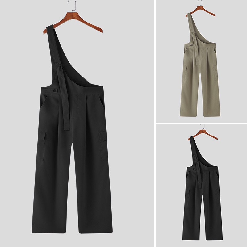 INCERUN Quần Yếm Một Dây Màu Trơn Thời Trang Cho Nam